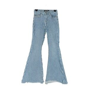 Judy Blue Women's 1/25 Super Flare Pinstripe Jeans Denim Boho Kendrick 60s
